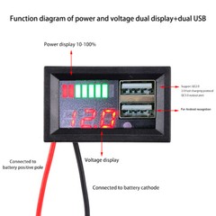 Lead Acid LiFePO4 Li-ion Battery Capacity Indicator USB Charger Voltage Meter