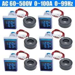 6pcs AC 60-500V 0-100A 22mm 3 in 1 Voltmeter Ammeter LED Digital Volt/AMP Meter