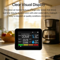 8 In 1 Air Quality Monitor With Real Time Data For Home Office