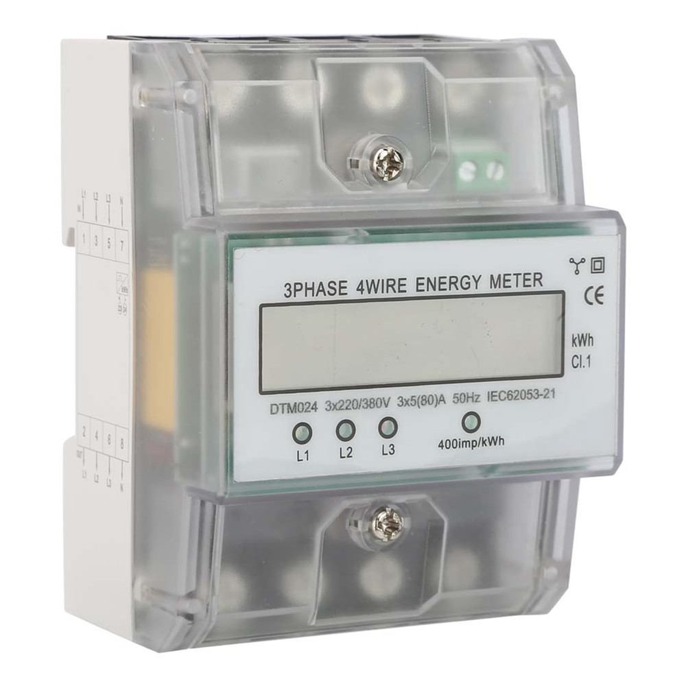 3 Phase Power Meter, DTM024 Digital LCD Display Kilowatt Usage Meter, 220/380…
