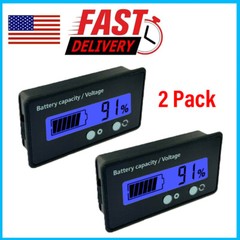 2pcs Battery Meter 12V Battery Capacity Voltage Indicator Battery Gauge Monitors