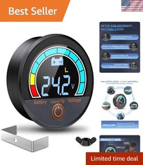 Battery Capacity Voltage Meter, 12V 24V 48V 60V 84V Waterproof LCD Battery