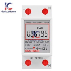 DDS6619 5-80A 230V LCD Digital Single Phase Energy Watt KWh Meter DIN Rail Mount