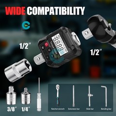 Digital Torque Wrench Adapter Torque Meter Electronic Torque Tester 17-340N·m