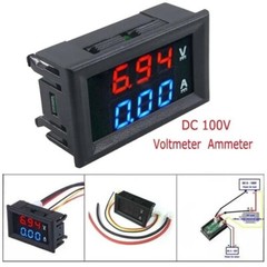 10PCs DC 0-100V 0-10A Red Blue Dual LED Digital Voltmeter Ammeter Voltage +Cable