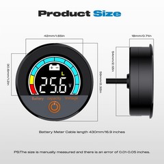 IP67 Waterproof Battery Monitor 12V 24V 36V 48V 60V 72V 84V with Backlight LC…