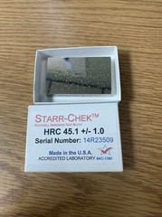Starr-Chek Hardness Test Block. HRC 45.1 +/- 1.0 30 Days Warranty See Pics