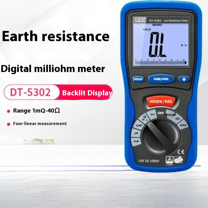 Professional CEM DT-5302 High-Accuracy Kelvin 4-Wires Milliohm Meter 4000 Counts