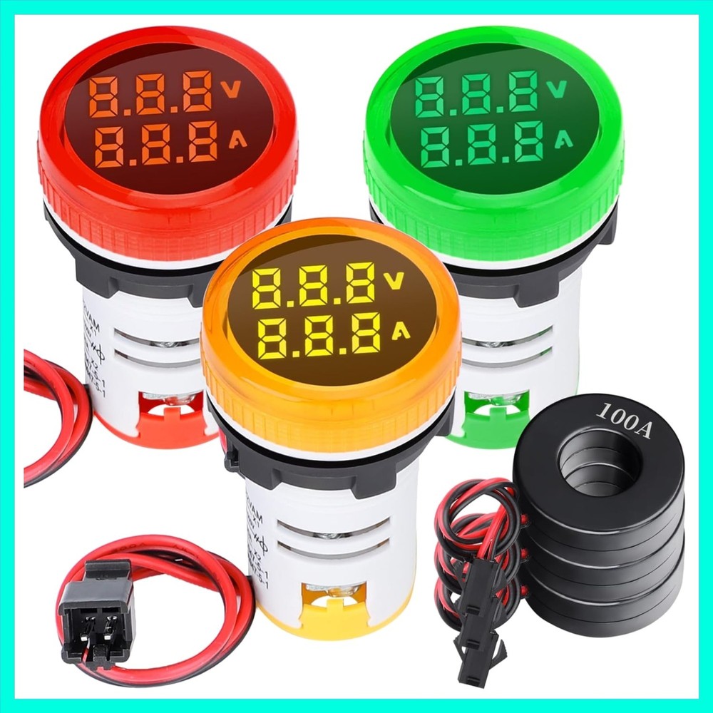 AC Volt Amp Meter, 3pcs AC 60-500V 100A Voltage Current Monitor Digital LED D…