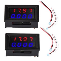 2PCS DC 500V 10A 4 Bit Voltmeter Voltage And Current Adjustable Voltage Meter