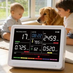 16-in-1 Indoor Quality Monitor with PM1.0,PM2.5,PM10,CO2,HCHO,TVOC,Temperatur…