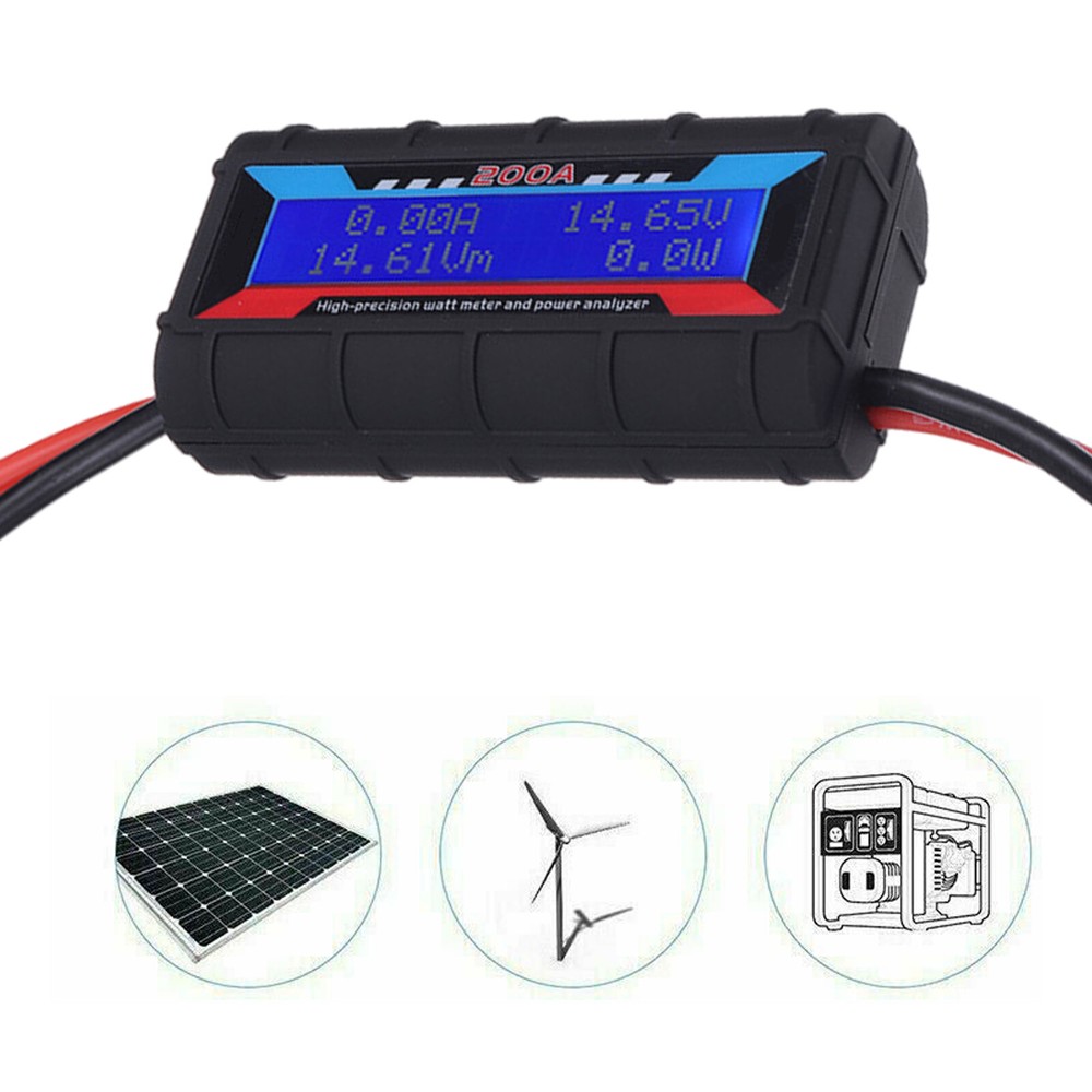 200A LCD Digital High-precise Amp Watt Meter RC Battery Solar Power Analyser 6T