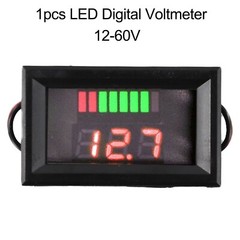 Car Voltage Gauge LED Meter Motorcycle Voltage Voltmeter 24V-60V