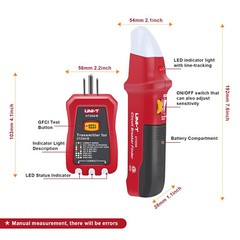 UNI-T UT25A Digital AC Circuit Breaker Finder Sensor GFCI Outlet Tester 90-120V