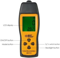 Handheld Carbon Monoxide Meter CO Gas Leak Detector Alarm Precision PPM Temp