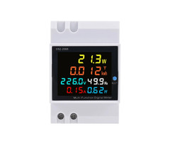 D52-2066 6IN1 DIN Rail AC Power Meter 100A 110-380V kWh Energy Monitor V A Hz PF