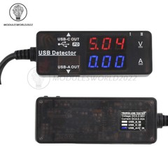 USB Power Tester Voltage Current Capacity Meter Digital USB Tester With A+C Line