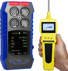 4 Gas Monitor for H2S CO O2 Ex with External Pump 500 Set Data Storage HD Screen