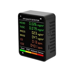 6 in 1 Air Quality Monitor Carbon Dioxide Level CO2 Meter TVOC HCHO Detector