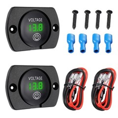 2 PCS Green Light Battery Voltage Gauge DC 12V 24V Digital Display Meter