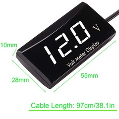 Motorcycle Voltmeter DC 12V Digital Voltmeter Gauge LED Display Voltage Meter