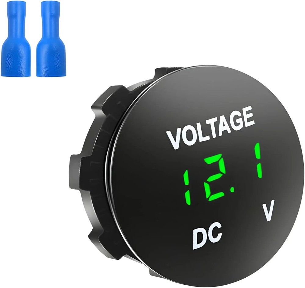 DC 12V 24V Voltmeter Gauge, Waterproof Vehicle Battery Monitor Indicator with LE