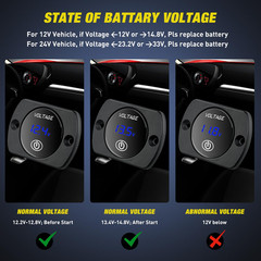 12V LED Display Voltmeter with Touch Switch Digital Voltage Gauge Panel Meter Wa