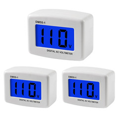 3Pcs Voltage Test Monitor,Flat US Plug AC 80-300V LCD Digital Voltmeter Voltage