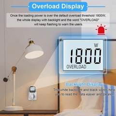 Upgraded Watt Meter Power Plug Home Energy Monitor 1 Pack, Grey