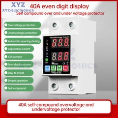 220V Dual Display Adjustable Over Voltage/Current Protective Relay Switch 40/63A