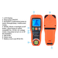 Handheld 7-in-1 Wall Scanner Detects Joists Beams Wires Pipes Timber Drywall