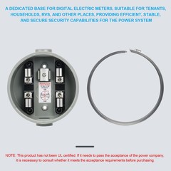 100 Amp Meter Socket, 4 Jaw Meter Base, 240V 3 Wire Ring Type, with Horn Bypa…