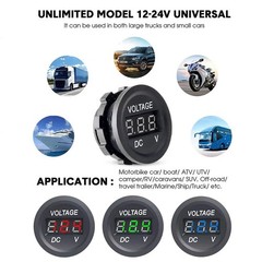 1 PCS Mini Round Panel Waterproof Voltmeter DC 1248V LED Digital Display
