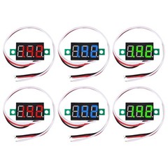 6PCS Voltage Tester Small Digital Voltmeter Gauge 0.36″ 3 Wire DC 0-100V 3
