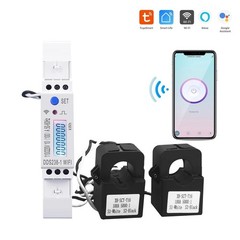 Tuya WiFi Energy Meter Wattmeter 2 Phase 3 Wire 110V+110V 100A Din Rail 18mm kWh