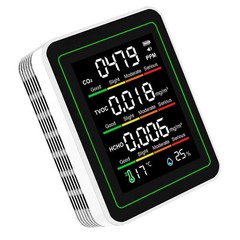 5 In 1 Air Quality Tester CO2 HCHO TVOC Temperature Humidity Detector LCD Color
