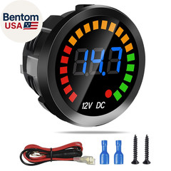 Waterproof DC 12V Voltage Meter, LED Digital Display Voltmeter Gauge Panel, roun