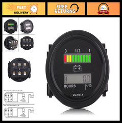 LED Digital Battery Indicator Gauge & Hour Meter 12V-72V for Golf Cart, RV, Boat