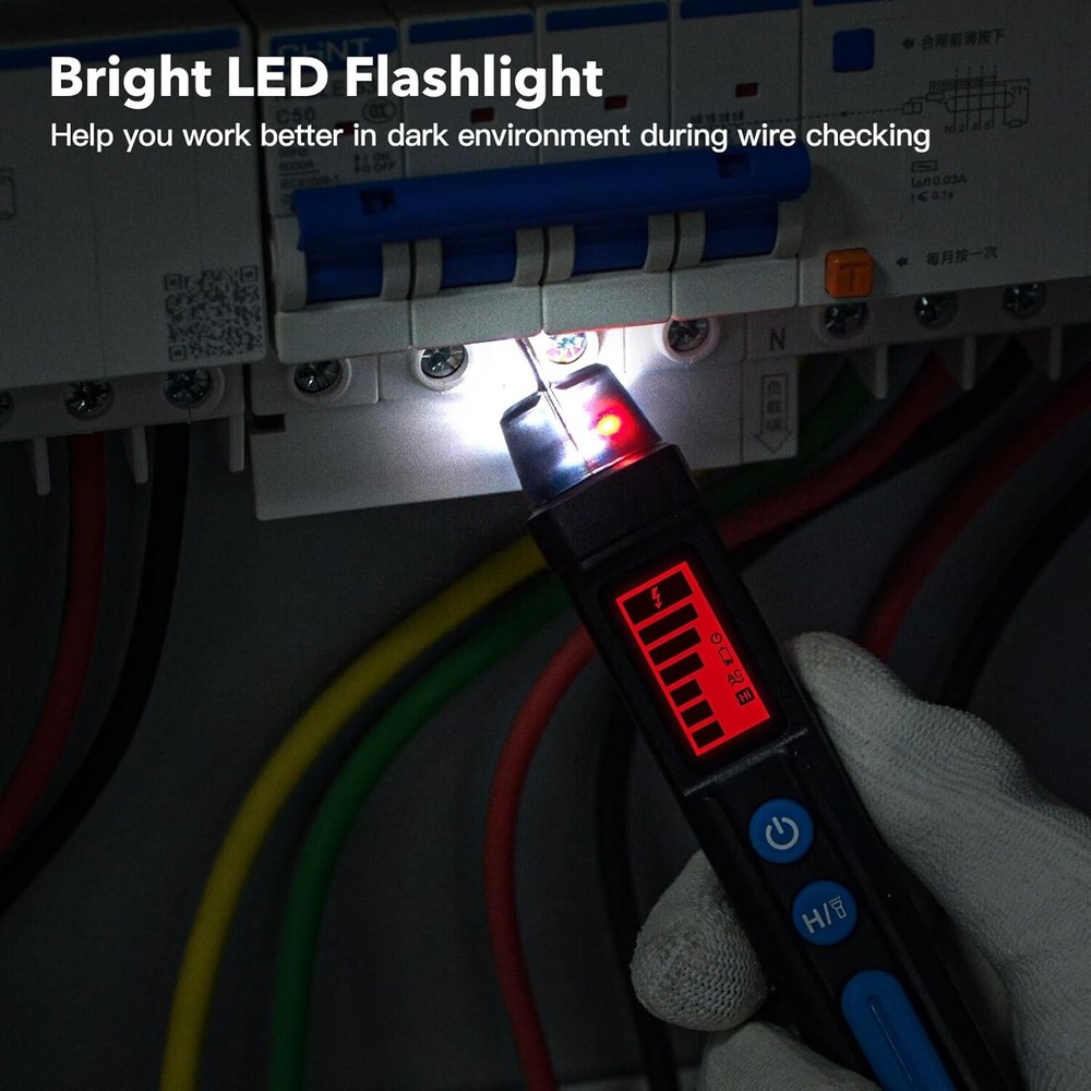 Electric Voltage Power Detector Sensor Tester Non-Contact Pen & Light 12-1000V