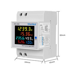 6IN1 Din Rail AC Monitor 110V 220V 380V 100A Voltage Current Power Factor Active