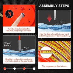 328ft/100m Water Level Meter for Well with 15mm Probe & Steel Tape New-