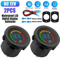 2Pcs Waterproof CAR Battery Meter DC 12V Voltmeter Digital Display Voltage Gauge