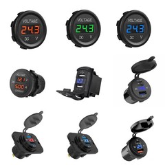 Car ATV Auto Dual USB Charger LED Digital Voltage Amp Gauge Ammeter Voltmeter