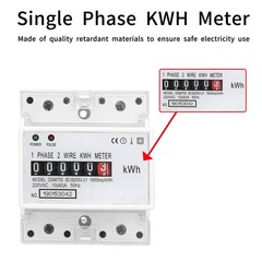 Electric Meter, Single Phase 4P LED DIN-Rail Electricity Power Consumption Wa…