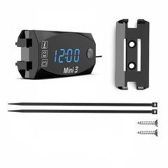 3-in-1 Waterproof Motorcycle Digital LED Thermometer Clock Voltage Voltmeter