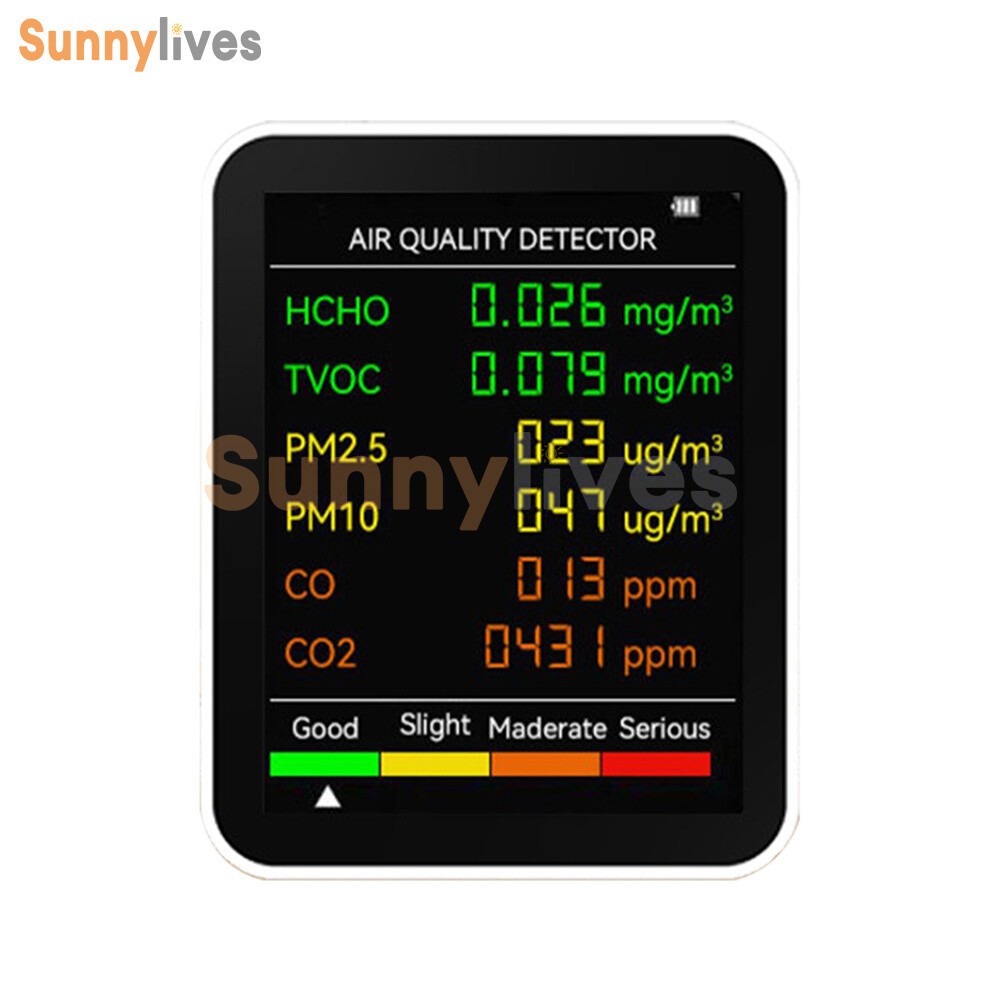 6-in-1 CO2 Meter Air Quality Monitor 400-5000 PPM Sensor Carbon Dioxide Detector