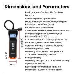 Portable Gas Leak Detector Tester Propane Methane Natural Gas Alarm Sensor Home