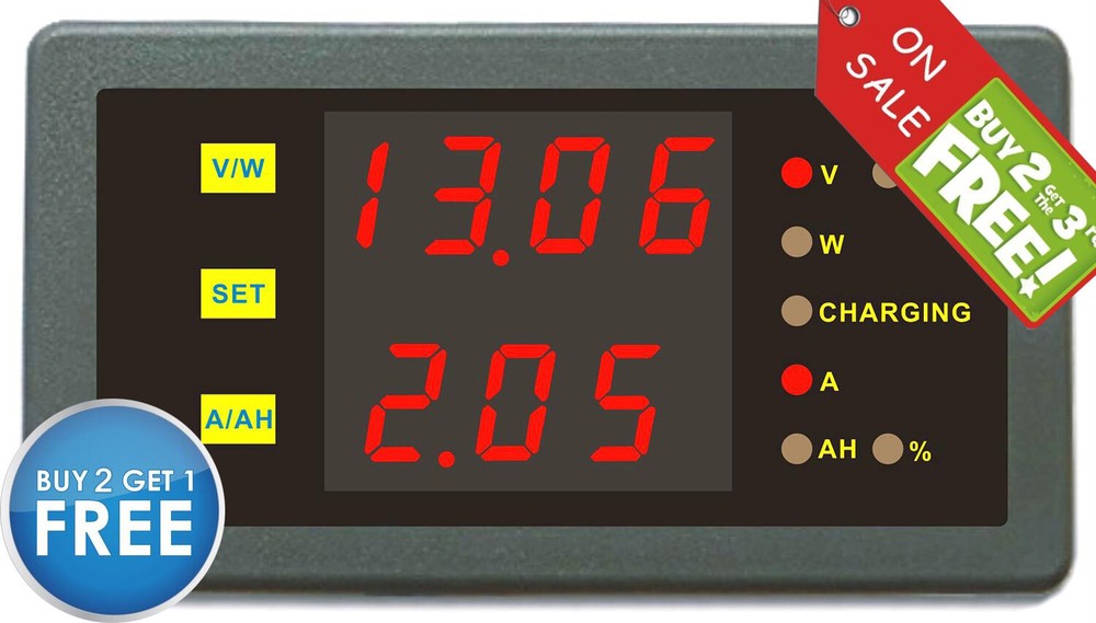 DC 5-40V 0-300A Volt Amp Combo Meter Battery Charge Discharge No Need Power