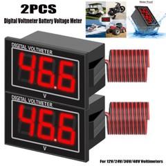 2 PACK 5-130V Battery Meter Battery Charge Gauge Digital Voltage Display Monitor