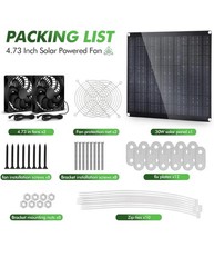 Solar Powered 30W Fan Kit with IPX7 Waterproof Fans for Greenhouses and Sheds